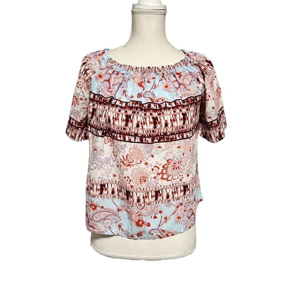 EASEL WOMENS PRETTY SHORT SLEEVE FLOWY, LIGHTWEIGHT TOP SIZE SMALL